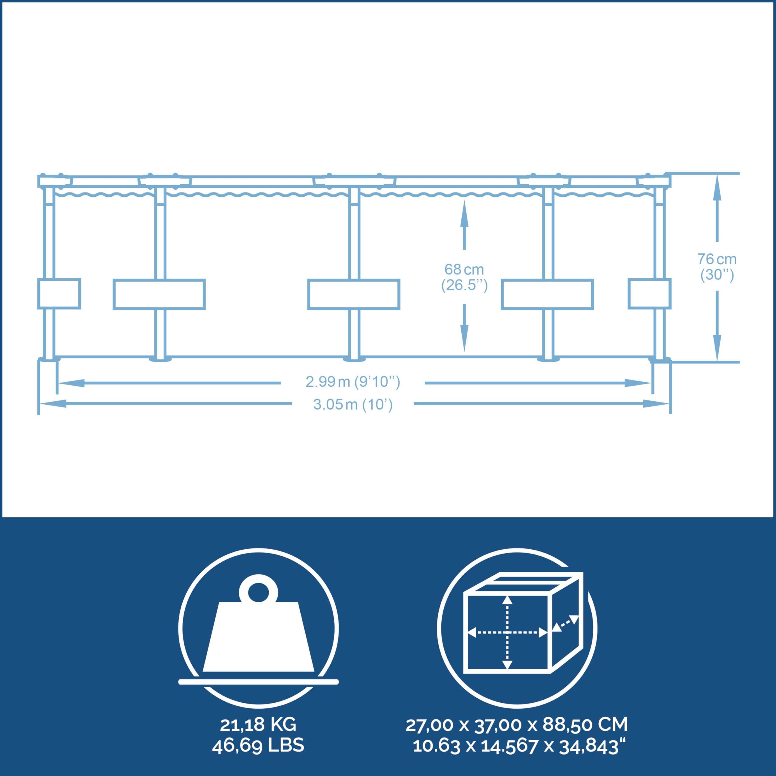 Bestway Steel Pro Max™ Frame Pool-Set, rund, mit Filterpumpe 305 x 76 cm