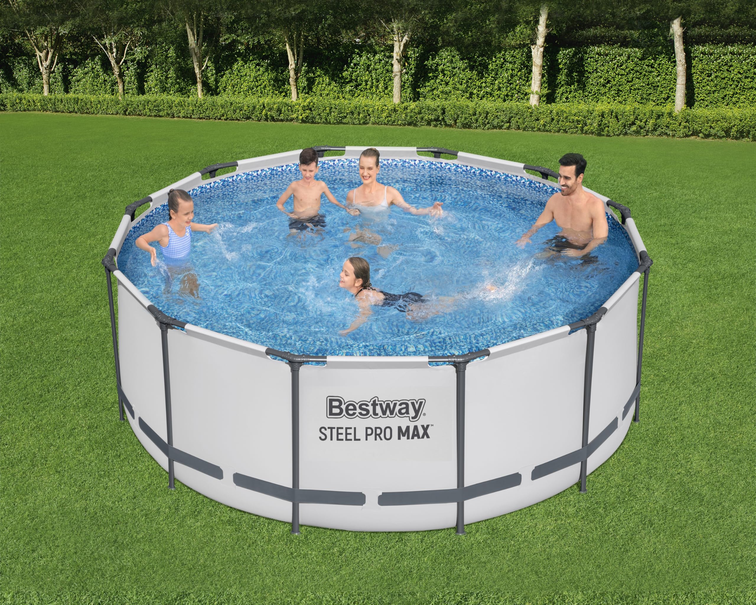 Bestway Steel Pro MAX™ Aufstellpool Komplett-Set mit Filterpumpe Ø 366 x 122 cm, lichtgrau, rund