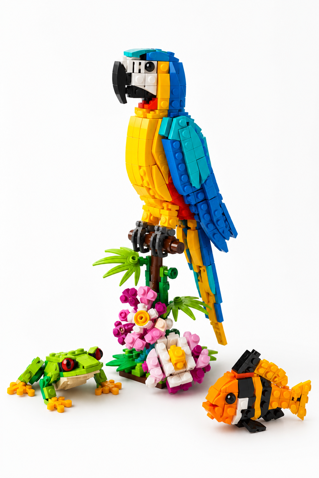 LEGO Creator 3in1 Exotischer Papagei 31136 – Kreatives Bauspielzeug mit 3 verwandelbaren Tieren – Papagei, Frosch &amp; Fisch – Geschenk für Mädchen und Jungen ab 7 Jahren
