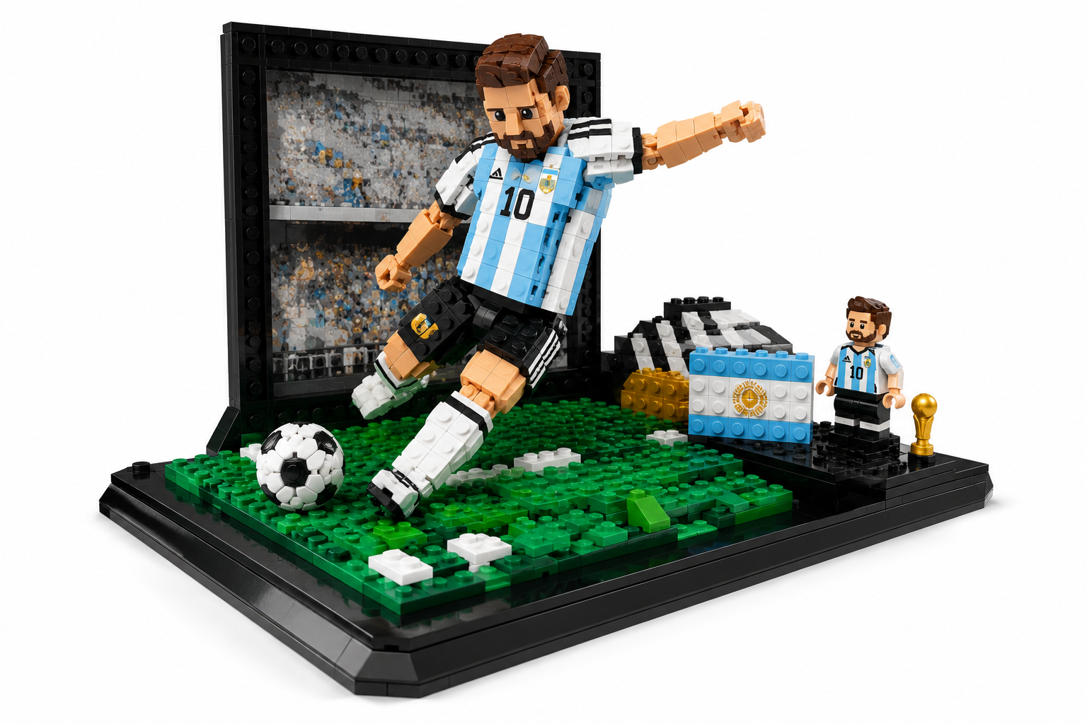 LEGO Editions Lionel Messi 43011 – Fußball-Highlights Sammlermodell mit Lionel Messi Minifigur – 3D Bauset &amp; Deko für Kinderzimmer – Kreatives Geschenk für Mädchen, Jungen ab 10 Jahren und erwachsene Fußballfans