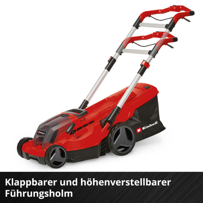 Einhell Akku-Rasenmäher GP-cm 36/450 Kit Power X-Change (36 V, 38 cm Schnittbreite, 450 m², Brushless, Mulchfunktion, 45 L Fangsack, inkl. 2 x 4,0 Ah Akkus + Twincharger)