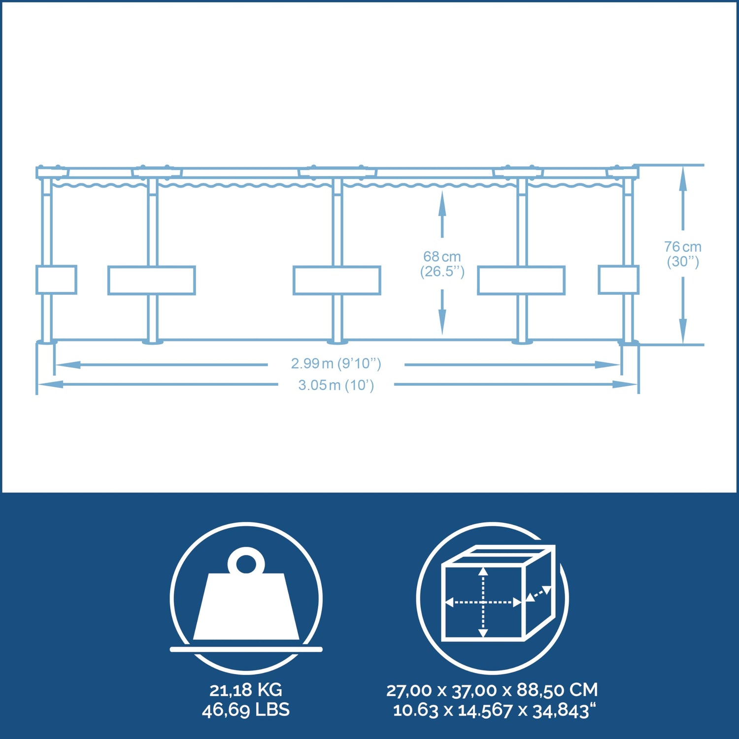 Bestway Steel Pro Max™ Frame Pool-Set, rund, mit Filterpumpe 305 x 76 cm