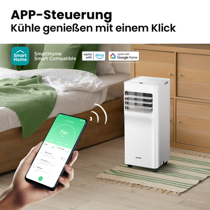 Comfee Mobiles Klimagerät Breezy Cool Pro 2.6,9000 BTU 2,6kW, Kühlen&amp;Ventilieren&amp;Entfeuchten,APP-Steuerung,Raumgröße bis 88m³(33㎡),Mobile Klimaanlage mit Abluftschlauch [Energieklasse A]