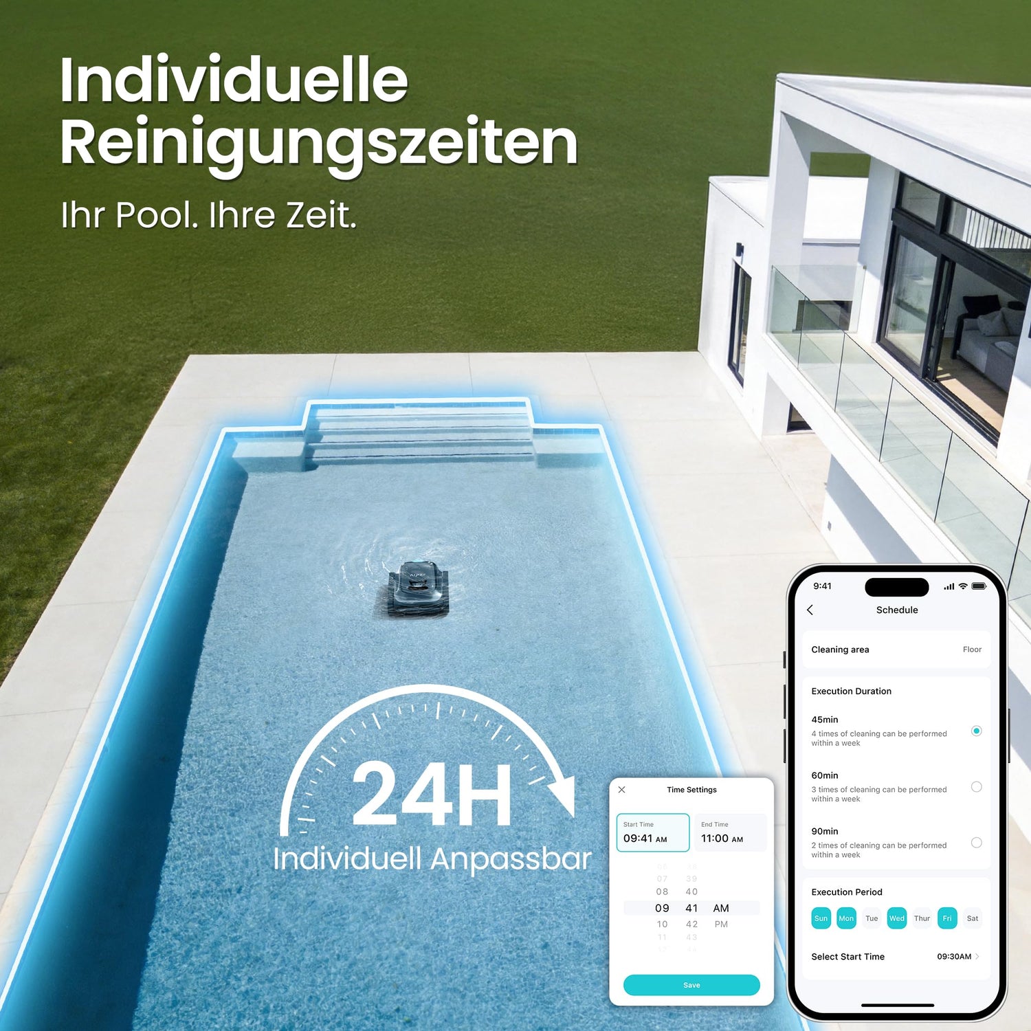 (2026 Upgrade) AIPER Scuba S1 Poolroboter Boden und Wand, Wasserlinienreinigung, Doppelfiltration, 270 Min Laufzeit, Intelligente Navigation, App-Steuerung &amp; OTA-Updates für Einbau- und Aufstellpools