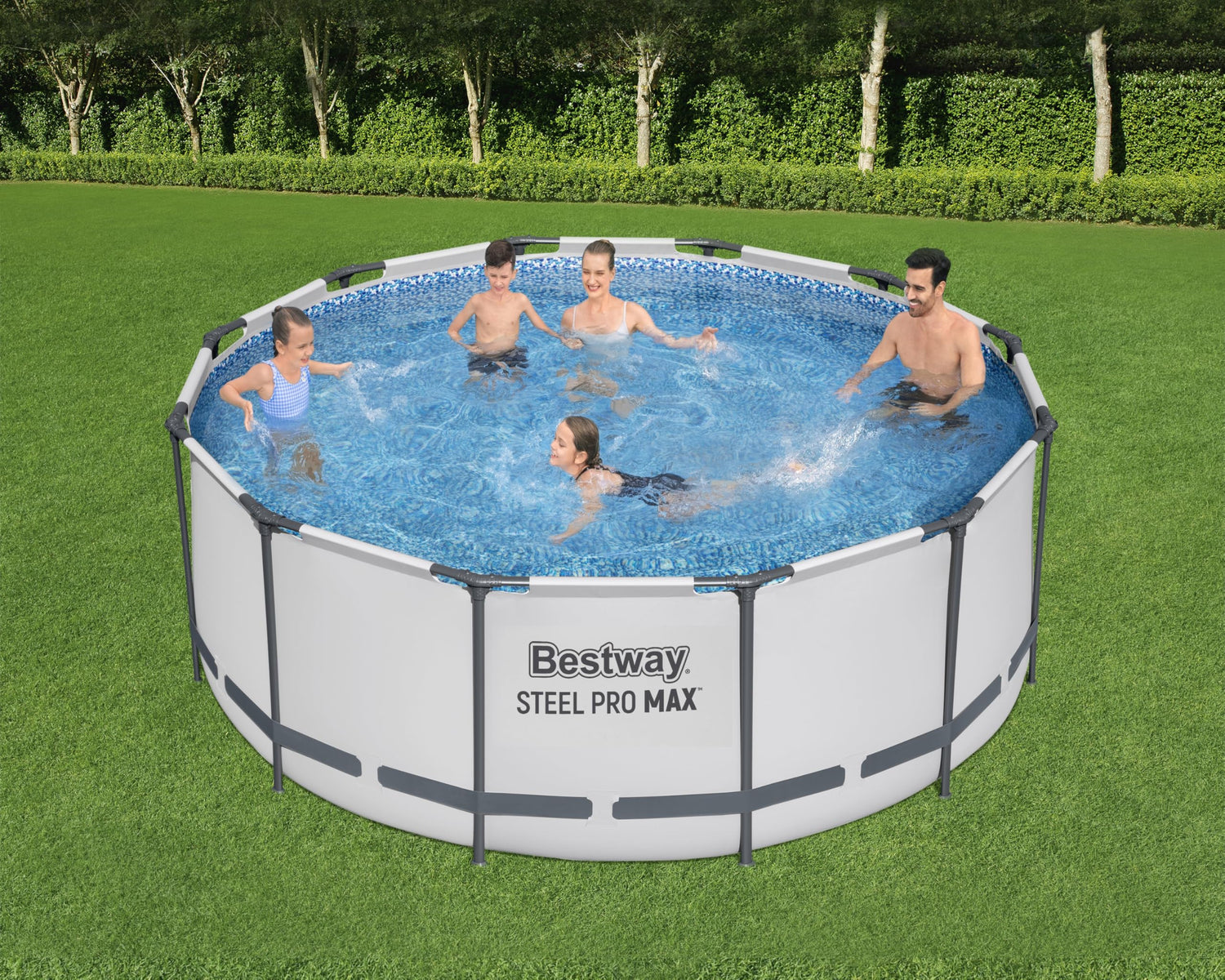Bestway Steel Pro MAX™ Aufstellpool Komplett-Set mit Filterpumpe Ø 366 x 122 cm, lichtgrau, rund